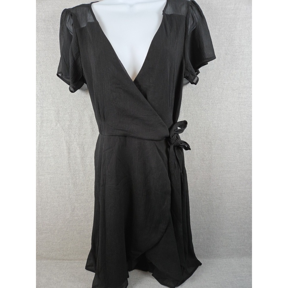 Abercrombie & Fitch M Wrap Dress Sheer Lined Black Whimsigoth Vamp Cocktail Y2K